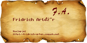Fridrich Artúr névjegykártya